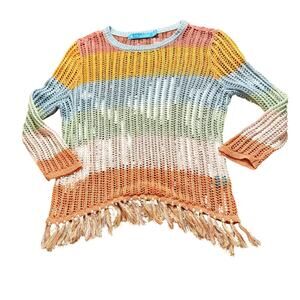 Tori‎ Richard Size XXS 100% Linen Crochet 3/4 Sleeve Cover up Shirt